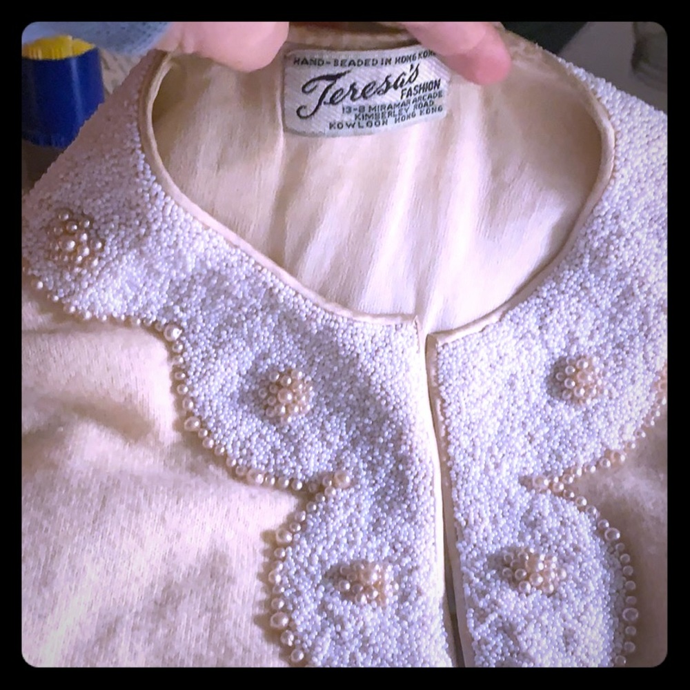 1950’s Cardigan Hans beaded in Hong Kong